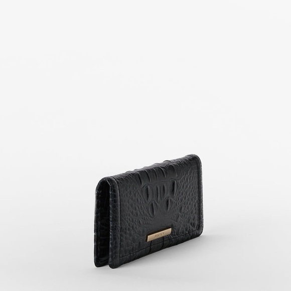 BRAHMIN Ady Slim Wallet Croc Embossed Continental Leather Black Melbourne $145 - Picture 10 of 13